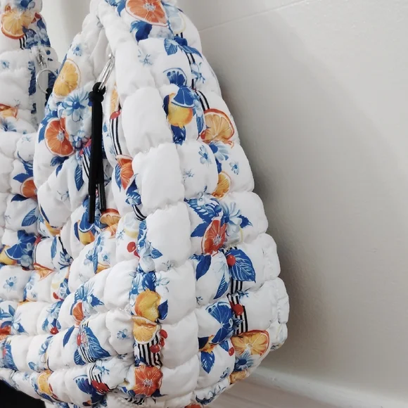 Free People Movement Printed Carryall Floral Quilted Tote Bag Tangerine Dream Fp - Picture 4 of 15